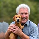 Portrait of Mr. Yamamoto with his miniature dachshund, Koro.